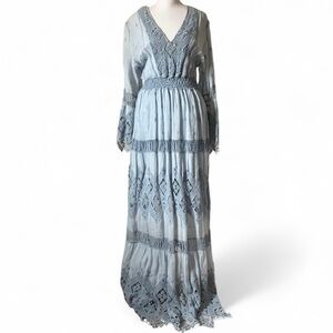 Temptation Positano Baby Blue Lace Samoa Long Sleeve Dress size Large